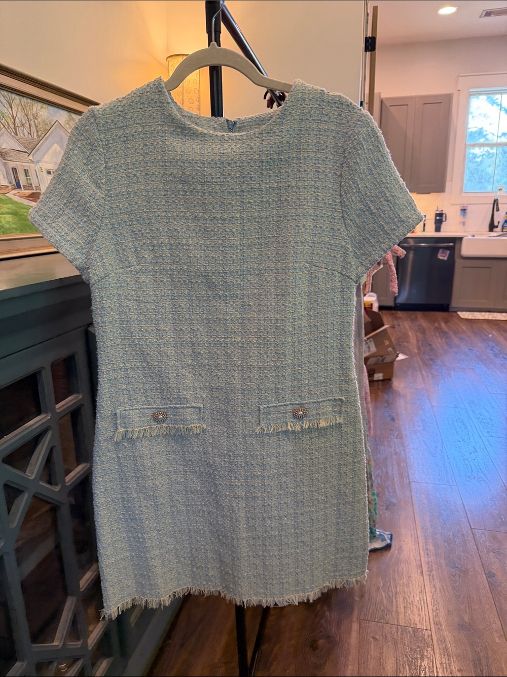 BeBop Light Blue Tweed Shift Dress